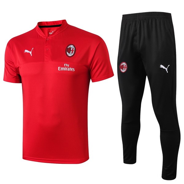 Polo Komplett Set AC Milan 2019-20 Rote Schwarz